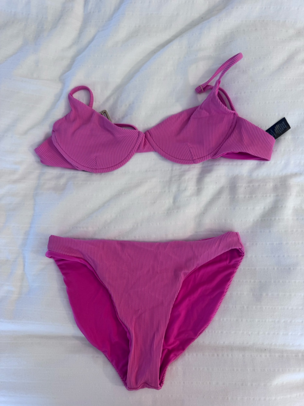 Beach Riot Camilla Top Ribbed Pink Bikini Set - Bright Fuchsia Two-Piece
